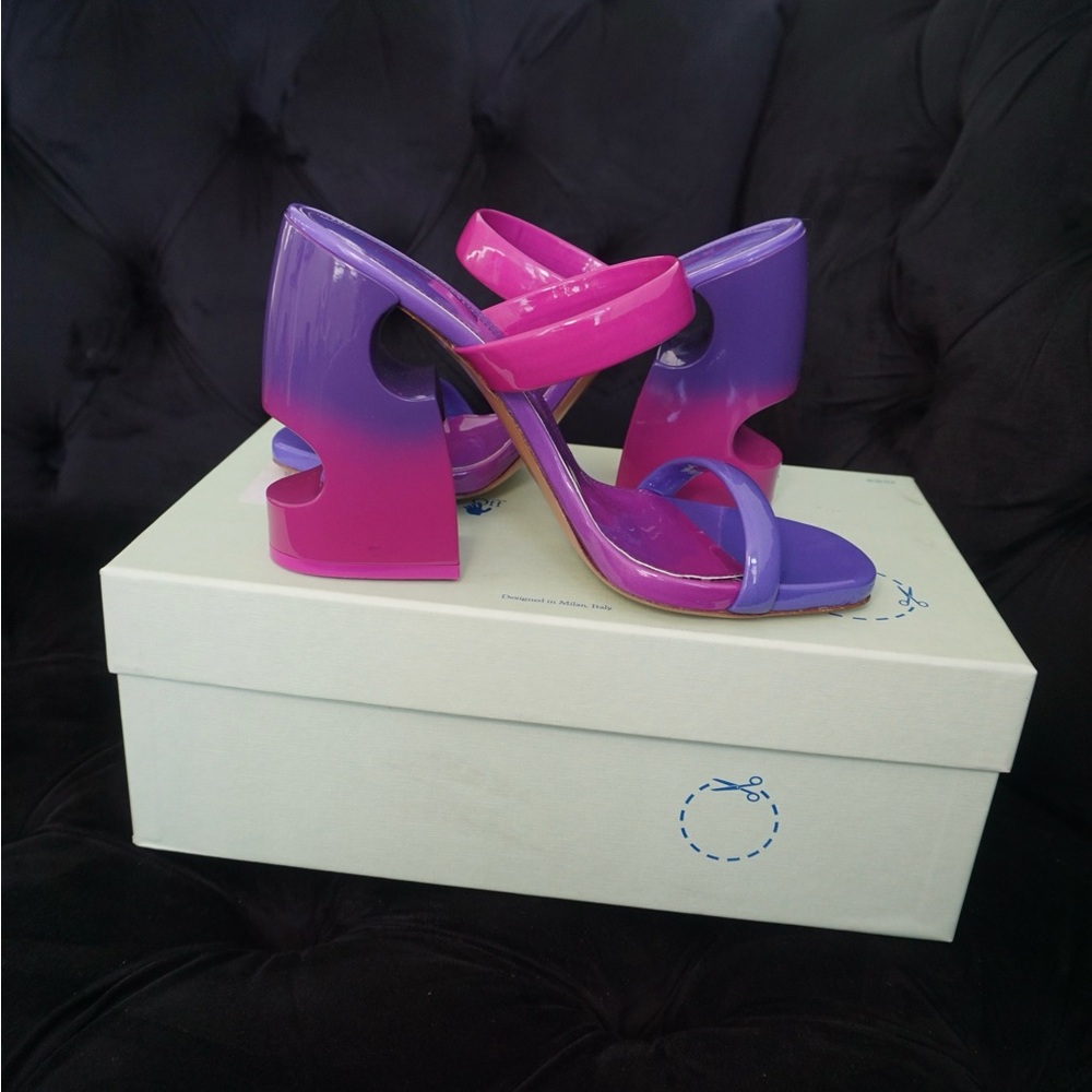 Off-White Pink and Purple Ombré Mules